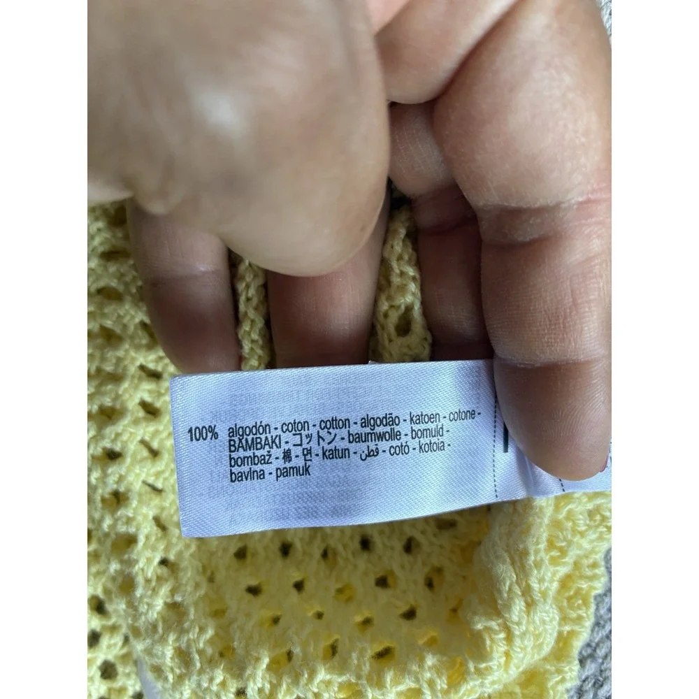 ZARA Girls Yellow Crochet Knit Top Shell Accents 100% Cotton NWT 11-12Y